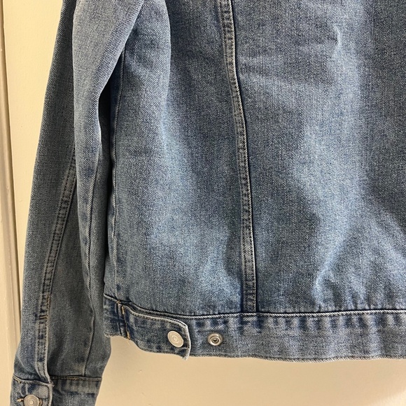 Topshop Light Wash Moto Borg Sherpa Lined Denim Jacket - Picture 6 of 6